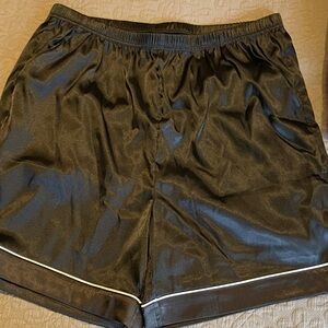 Black Silky PJ Shorts with White Trim
